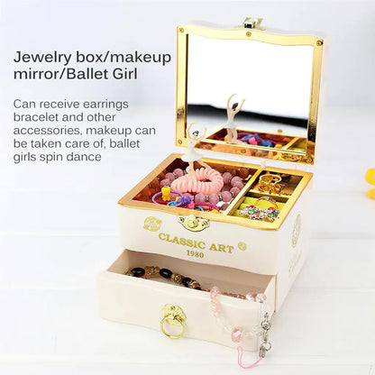 Musical Box With Rotating Dancing Girl Retro Engraved Mini Romantic Jewelry Box Classical Christmas Decoration Christmas Gift