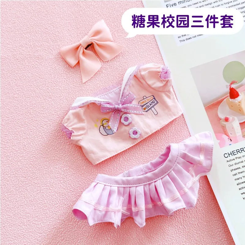 20cm Doll Clothes Outfit Hoodies Skirt Stuffed Dolls Dress Up Doll Accessories Outfit Change Dress Game Playing House Gift Toys