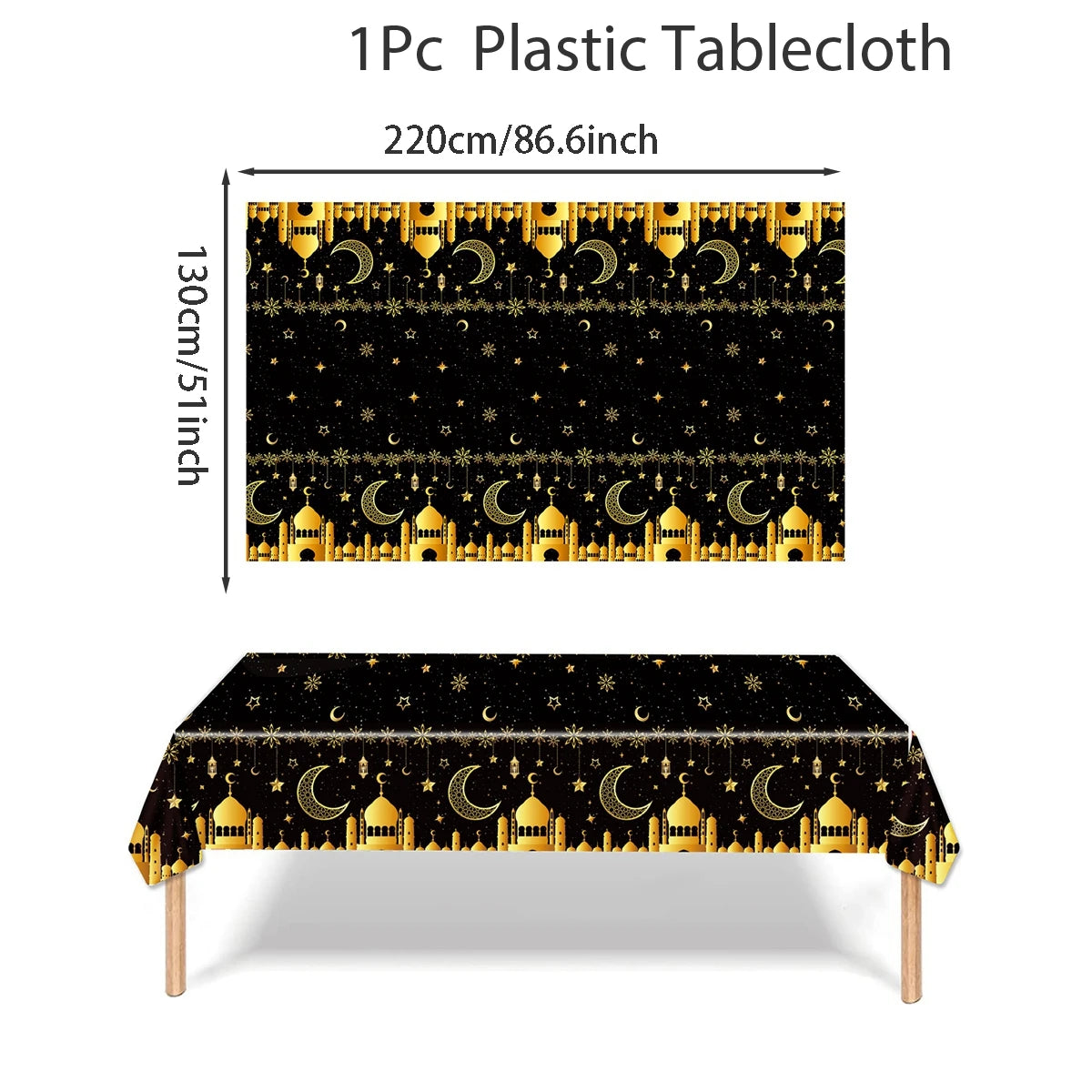 EID Mubarak Disposable Tablecloth EID Mubarak Decoration 2024 for Home Table Cloth Ramadan Kareem Islamic Muslim Party Decor