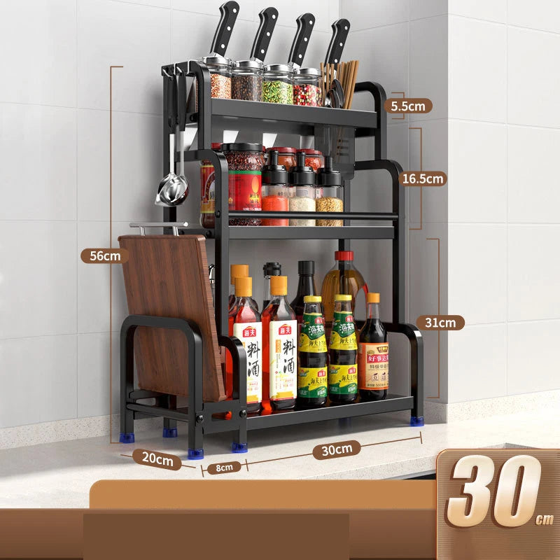 Thickening Upgrade Kitchen Storage Rack Stainless Steel Seasoning Chopsticks Shelf Organizer Knife Jar Kitchen Organizer Tools