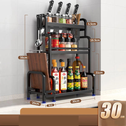 Thickening Upgrade Kitchen Storage Rack Stainless Steel Seasoning Chopsticks Shelf Organizer Knife Jar Kitchen Organizer Tools
