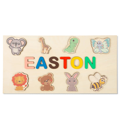 Personalized Name Puzzle Wooden Toys Kids Name Toddlers Educational Wooden Puzzle Early Learning Christmas Gifts for Baby Shower