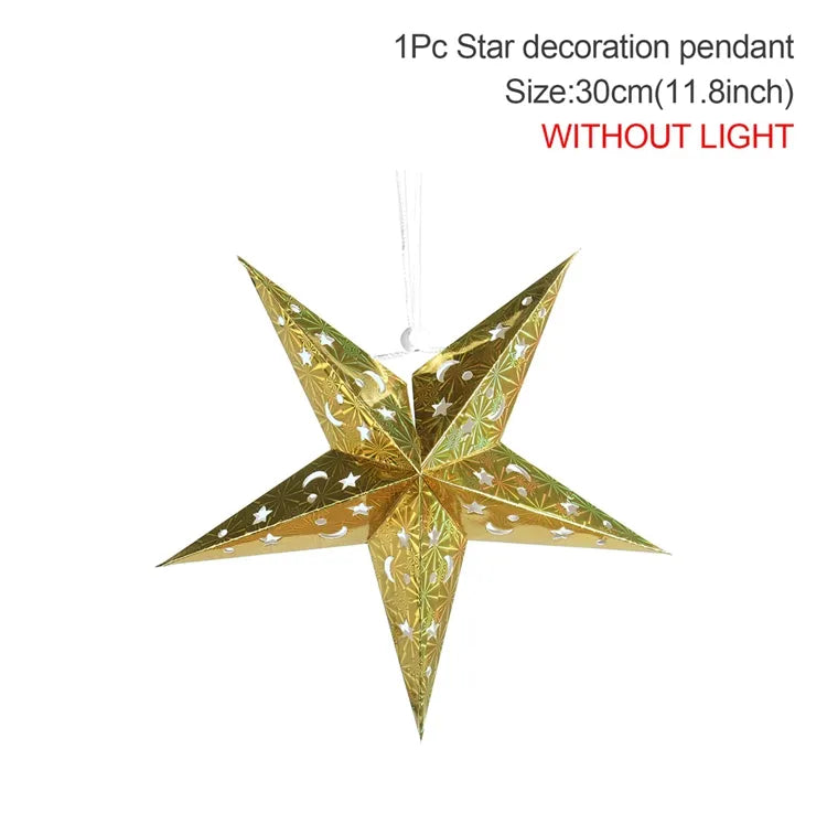 Eid Mubarak Hollow Out Star Hanging Pendant Christmas Ramadan Decor for Home Islam Muslim Party Mubarak Eid Al Adha Kareem