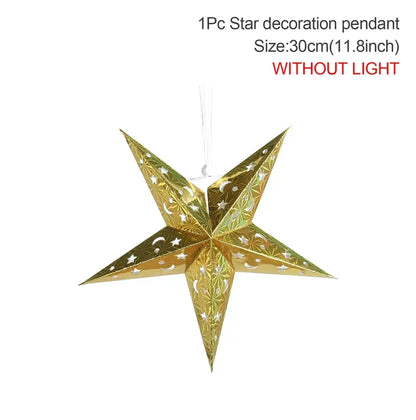 Eid Mubarak Hollow Out Star Hanging Pendant Christmas Ramadan Decor for Home Islam Muslim Party Mubarak Eid Al Adha Kareem