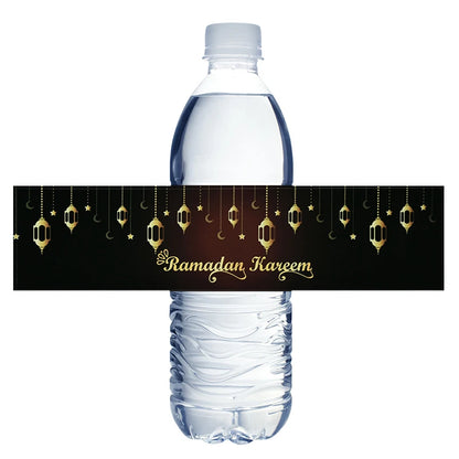 10/20pcs Eid Mubarak Bottle Wrapper Paper Sticker Ramadan Kareem Festival Party Supplies Water Bottle Cover Eid Al-Fitr Decor