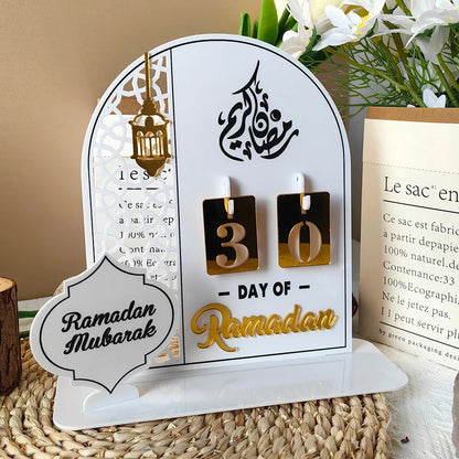 Acrylic Ramadan Countdown Calendar Gifts Day of Ramadan Calendar With Base Replacing Numbers Ramadan Mubarak Islam Advent Day
