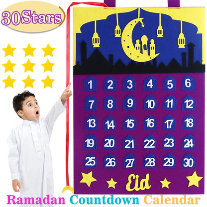 Ramadan Countdown Felt Calendar Eid Mubarak Decorations for Home Islamic Muslim Party Decor Ramadan Kareem Eid Al Adha Kid Gifts