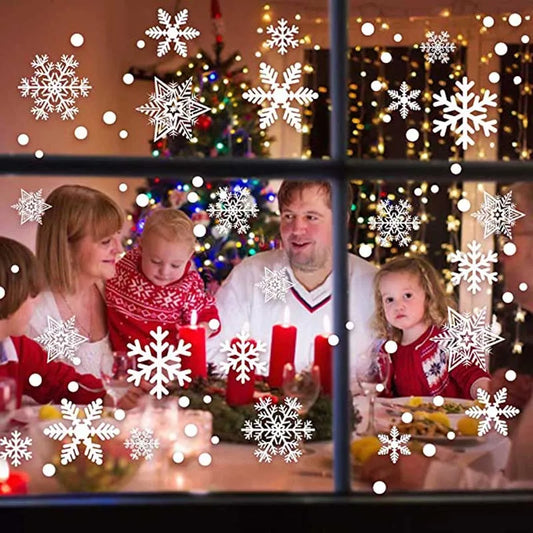 27pcs White Snowflake Window Decals Stickers Christmas New Year Winter Room Wall Stickers Merry Christmas Decorations for Home