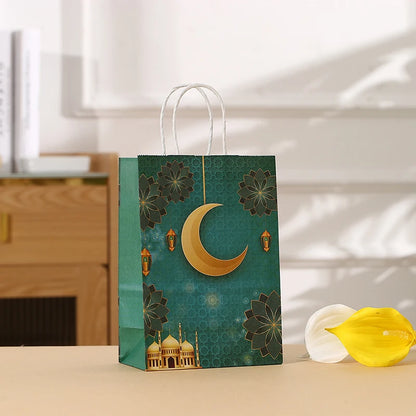 4pcs Eid Mubarak Gift Bags Ramadan Kareem Eid Mubarak Decoration Candy Cookie Packing Pouch Islamic Muslim Party Decor Supplies