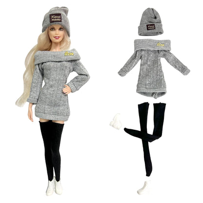 1 Pcs Fashion Hoodie Dress  for Barbie Doll Clothes Winter Jacket  Parka Coat Outfit for 1/6 BJD Doll Accessories JJ
