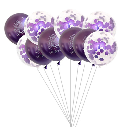 10pcs Eid Mubarak Metal Latex Balloon Ramadan Kareem Decoration Air Globos Ramadan Mubarak Muslim Islamic Festival Party Decor