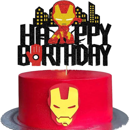 1set the Avengers Birthday Party Cake Topper Super Hero Spiderman Hulk Iron Man Cake Decoration for Kids Birthday Party Supplies