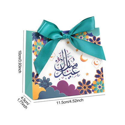 4Pcs Eid Mubarak Candy Gift Box Cookie Chocolate Packaging Boxes Bag Ramadan Mubarak Decoration 2024 Muslim Event Party Supplies