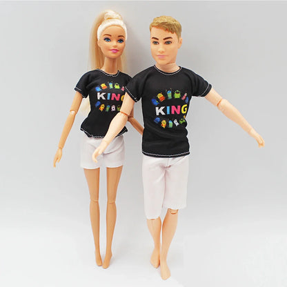 30cm Couple Doll Girlfriend & Boyfriend Ken Doll 1/6 Doll With Wheat Complexion Body Couple Outfit Parents Cosplay Toys Gifts