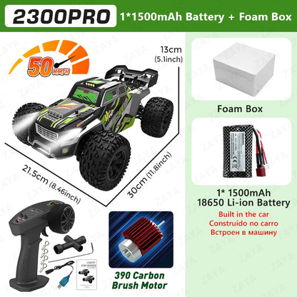 1:16 70km/H or 50km/H 4WD RC Car With LED Remote Control Cars High Speed Drift Monster 4x4 Truck for Kids Toy 2300PRO 2300MAX