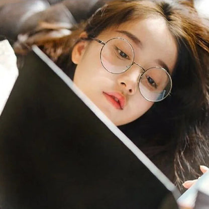 2019 New Fashion Simple Unisex Round Plain Glasses for Men Women Metal Frame Glasses for Wedding Party