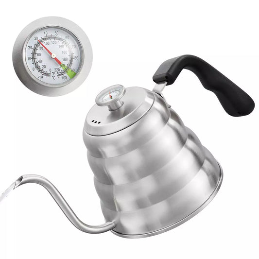 Pour Over Coffee Kettle With Thermometer Premium 304 Stainless Steel Gooseneck Tea Kettle Works on Stove and Any Heat Source