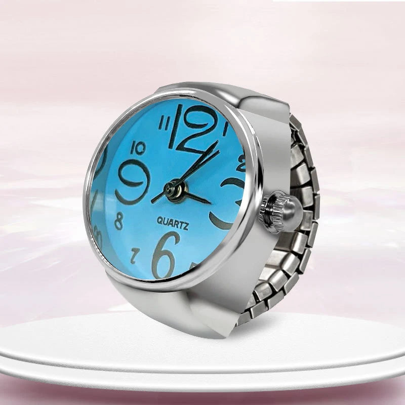Steel Fun Vintage Punk Quartz Finger Pocket Watch Ring for Women Men Goth Clock Rings Digital Watch Elastic Stretchy Rings Gifts