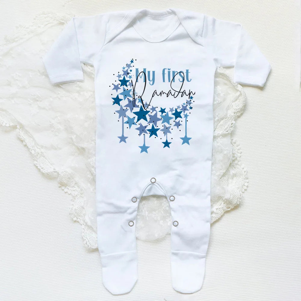My First Eid Ramadan Baby Babygrow Sleepsuit Vest Bodysuit Infant Long Sleeve Romper Ramadan Islamic Muslim Keepsake Baby Outfit