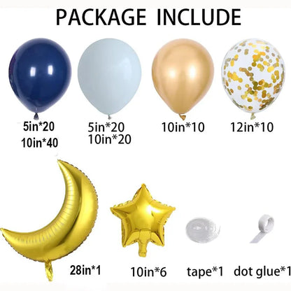 Twinkle Little Star Party Decorations Navy Blue Moon Star Balloon Garland Arch Kit for Baby Shower Ramadan Eid Mubarak Decor