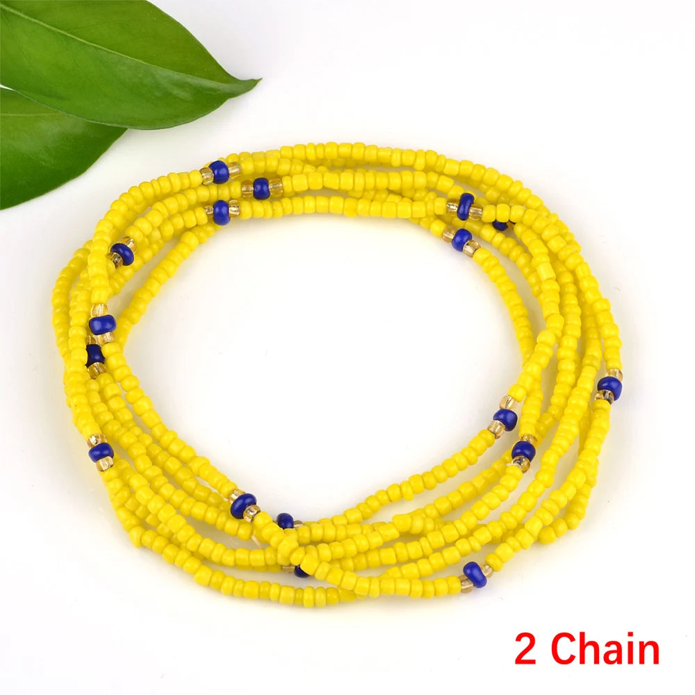 2022 Bohemia Double Layer Beads Belt Body Chain Women Summer Sexy Bikini Beach Waist Chain Charms Vintage Dress Waistband Belts