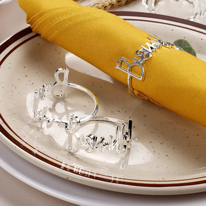 4pcs Bismillah Napkin Rings Eid Mubarak Muslim Islamic Ramadan Kareem Suhoor Iftar Dinner Table Decoration Housewarming Gift