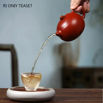 High-End Yixing Purple Clay Teapot Famous Handmade Ball Hole Filter Xishi Tea Pot Raw Ore Dahongpao Kettle Zisha Tea Set Gifts