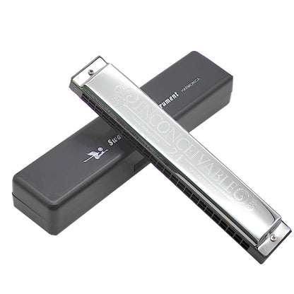 Swan Harmonica 24 Hole Polyphonic Harmonica C Key a/B/D/E/F/G/a #/C #/D #/F #/G # Professional Tremolo Harmonica for Beginners