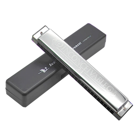 Swan Harmonica 24 Hole Polyphonic Harmonica C Key a/B/D/E/F/G/a #/C #/D #/F #/G # Professional Tremolo Harmonica for Beginners