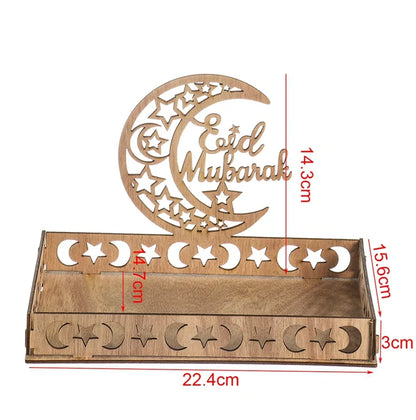 Wooden Pendant EID Mubarak 2024 Ramadan Decoration for Home Kareem Ramadan and Eid Decor Eid AL Adha Islamic Muslim Decor