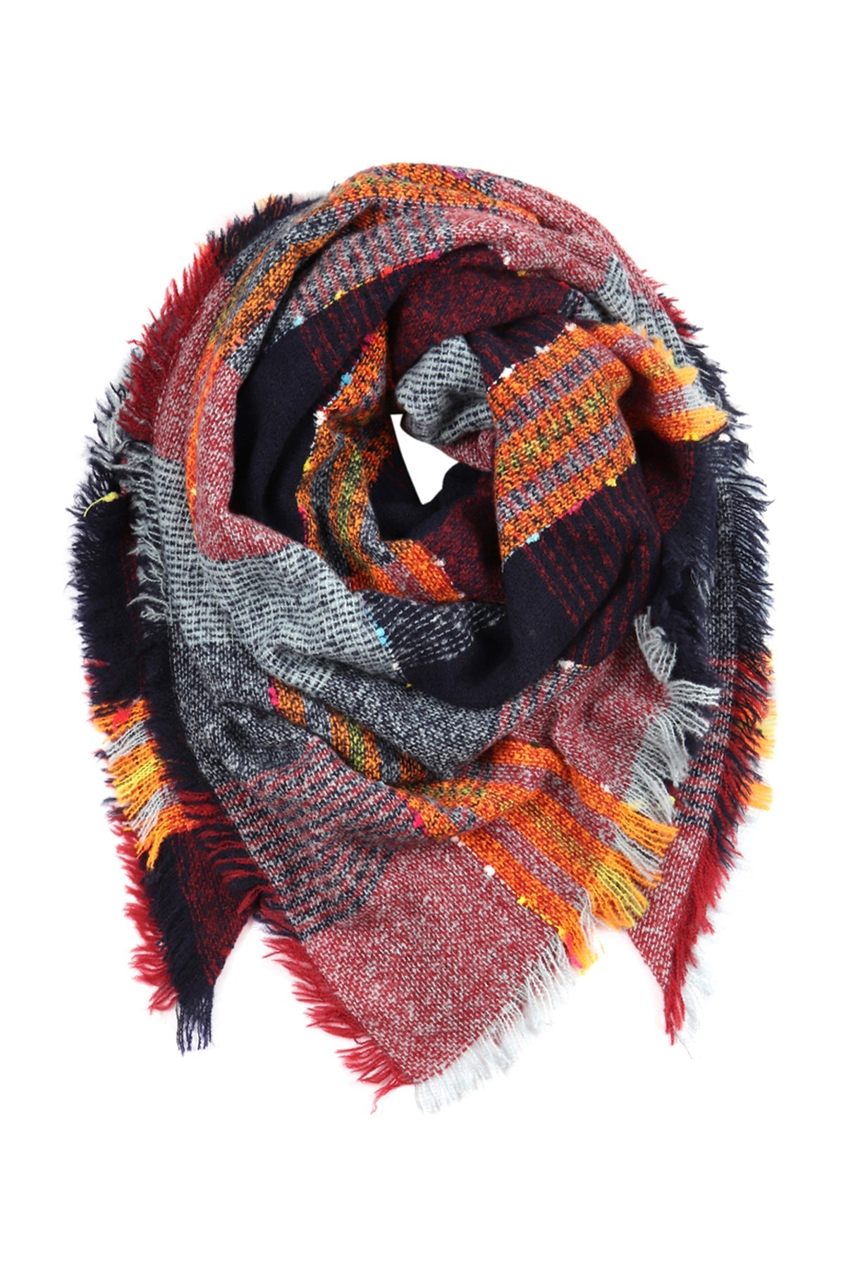 Multi Color Blanket Fringed Scarf