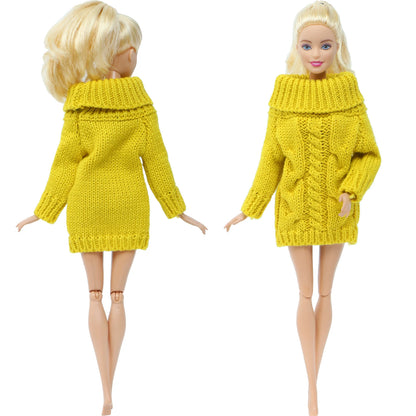 1 Pcs Handmade High Quality Doll Coat Dress Fur Clothes for Barbie Doll Winter Wear Leopard Outfit Doll Accessories Kids Toys