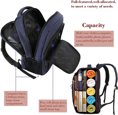 Laptop Backpack with USB Charging Port,Slim Travel Backpack with Laptop Compartment for Men and Women,Water Resistant College School BookBag Computer Bag for Girls and Boys Fits 15.6 In Laptop, Blue