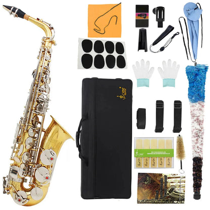 High Quality Eb Alto Saxophone Brass Lacquered Gold E Flat Sax Musical  Woodwind Instrument With Case Mouthpiece Accessories