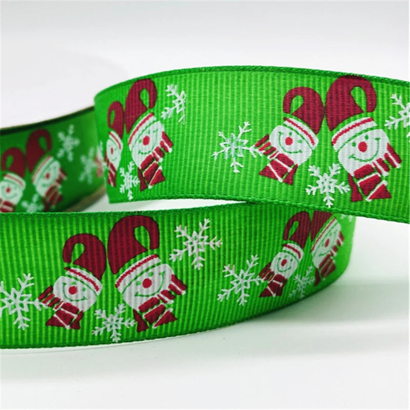 5yards/Lot 25MM Christmas Ribbon Printing Christmas Peripheral Ribbon for Bow Christmas Decoration DIY Gift Wrapping