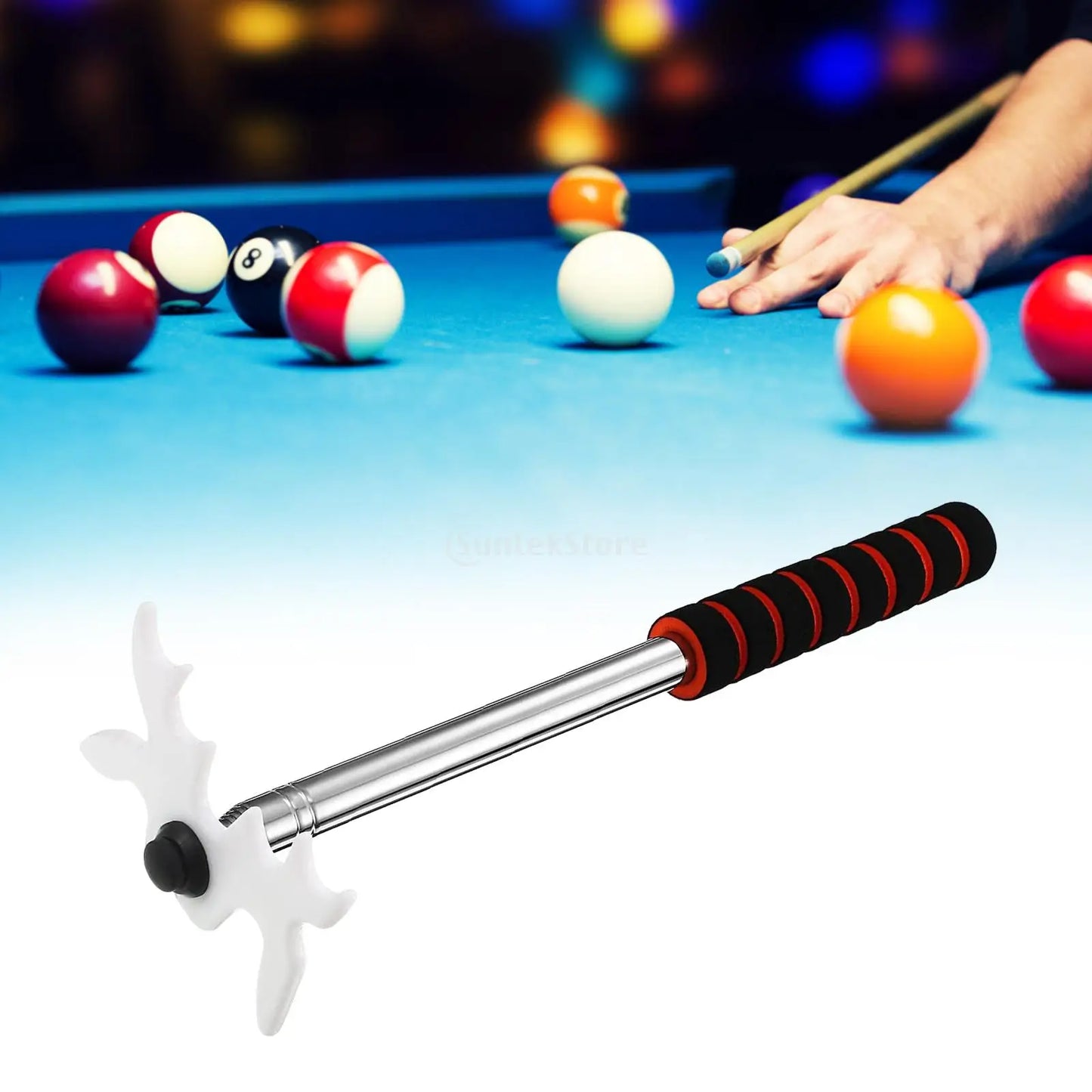 Retractable Billiards Pool Cue Stick With Removable Plastic Bridge Head Stainless Steel Portable for Indoor Competition