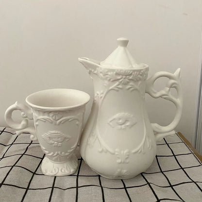 The Italian Baroque Style Ceramic Coffee Tea Set Coffee Pot Tea Kettle Teapot Creative Coffee Mugs