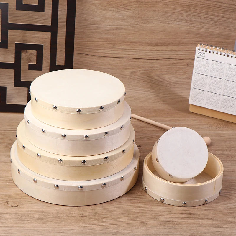 Frame Drums 4/6/7/8/9/10 Inch Hand Drum Wood Drum With Drum Stick Set Musical Game Kids Educational Toy Percussion Instrument