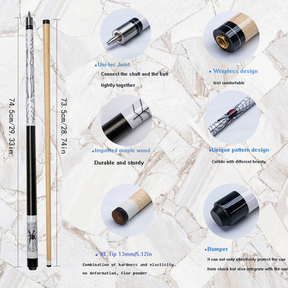 High Quality Wood Poison Spider Pool Cue Stick With 13mm Tip and Leather Anti Slip Grip Handle Ideal for Billiards Pool Cue Club