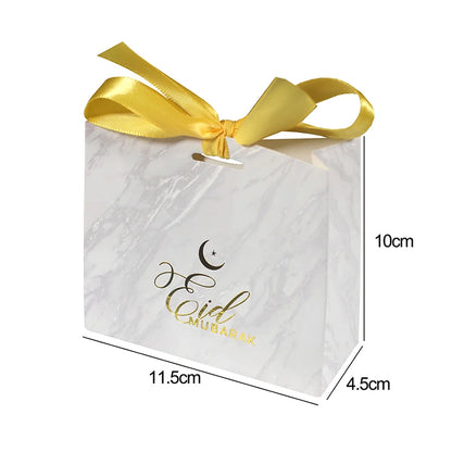 5/10Pcs Eid Mubarak Candy Gift Boxes Ramadan Kareem Cookie Snack Packaging Box Bag 2024 Muslim Islamic Party Decoration Supplies