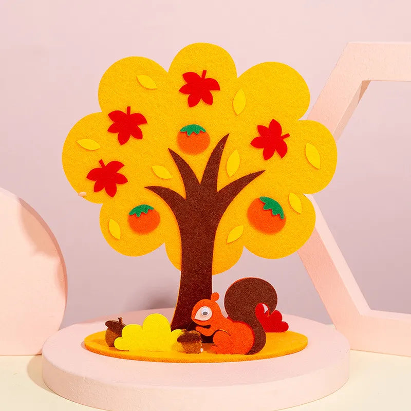 DIY Handmade Four Seasons Tree Crafts Toys Non-Woven Material Paste Game Kindergarten Teaching Aids Home Decor Kids Puzzle Toys