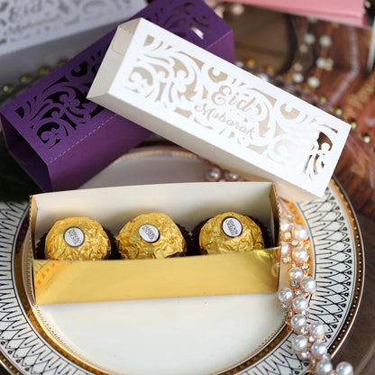 10Pcs Eid Mubarak Gift Box Ramadan Gift Packages Gold Hollow Eid Mubarak Candy Cake Box Eid Mubarak Decoration 2024 Muslim Party