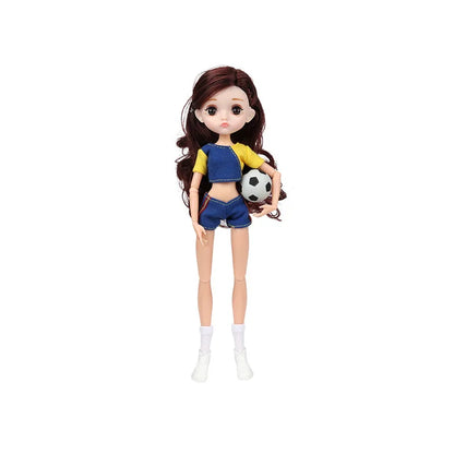 Slim 26cm Bjd Doll for Girl 13 Movable Joints Fashion Princess Clothes Suit Accessories Blue Eyes Decoration Eyelash Solid Doll