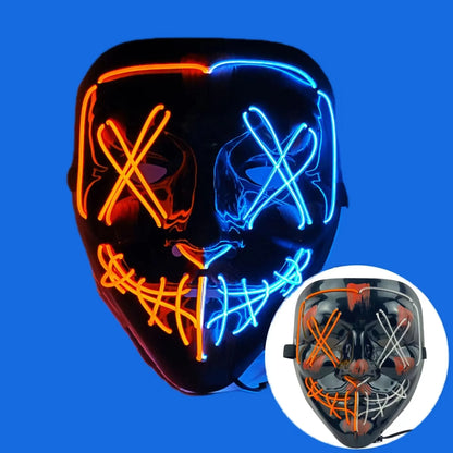 Wireless Halloween Neon LED Purge Mask Masque Masquerade Party Masks Light Grow in the Dark Horror Mask Glowing Masker