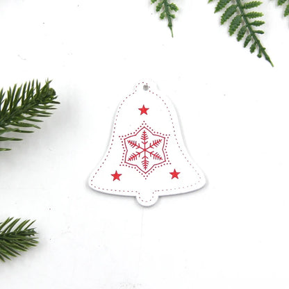 12pcs/Lot DIY White&Red Christmas Printed Wooden Pendants Ornaments for Kids Christmas Gifts Xmas Tree Ornaments Decorations