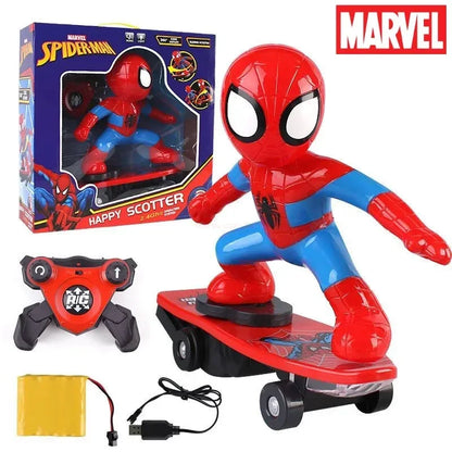 Marvel Spiderman Automatic Flip Rotation Skateboard Acousto-Optic Car Ultraman Electric Music Toy Stunt Scooters Christmas Toys