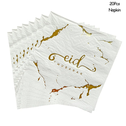Ramadan Decoration Party Supplies EID Mubarak Paper Plate Cup for Ramadan Mubarak EID Party Home Decoration Islam Muslim Party