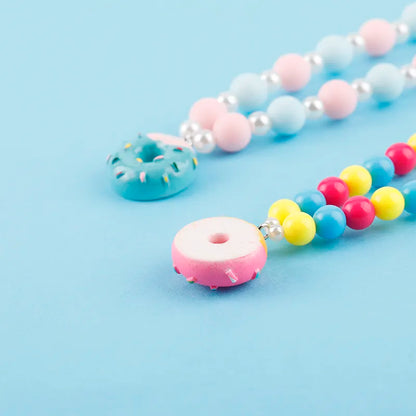 Makersland Kids Necklaces for Girls Ice Cream Pendant Beaded Resin Necklace Candy Color Cartoon Cute Jewelry Christmas Presents