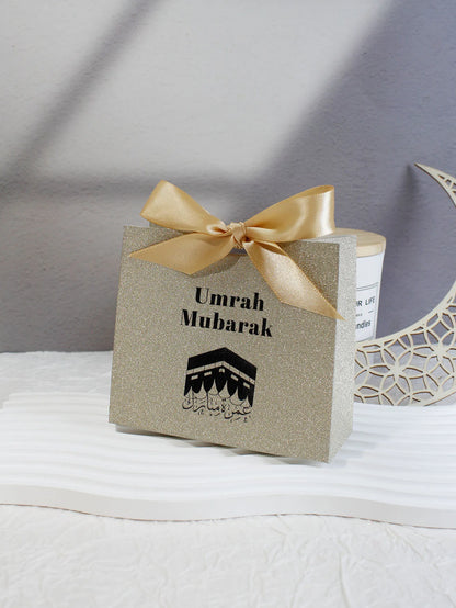 Umrah Mubarak Cardboard Treat Gift Boxes for Islam Eid Ramadan Candy Box Goody Gifts Boxes Crafting Cookie Boxes（black） ﻿