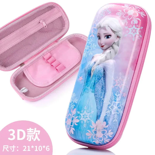 Disney Frozen Pencil Case Student Cute Cartoon Elsa Stationery Box Large Capacity Resistant to Fall Pen Bag School Supplies